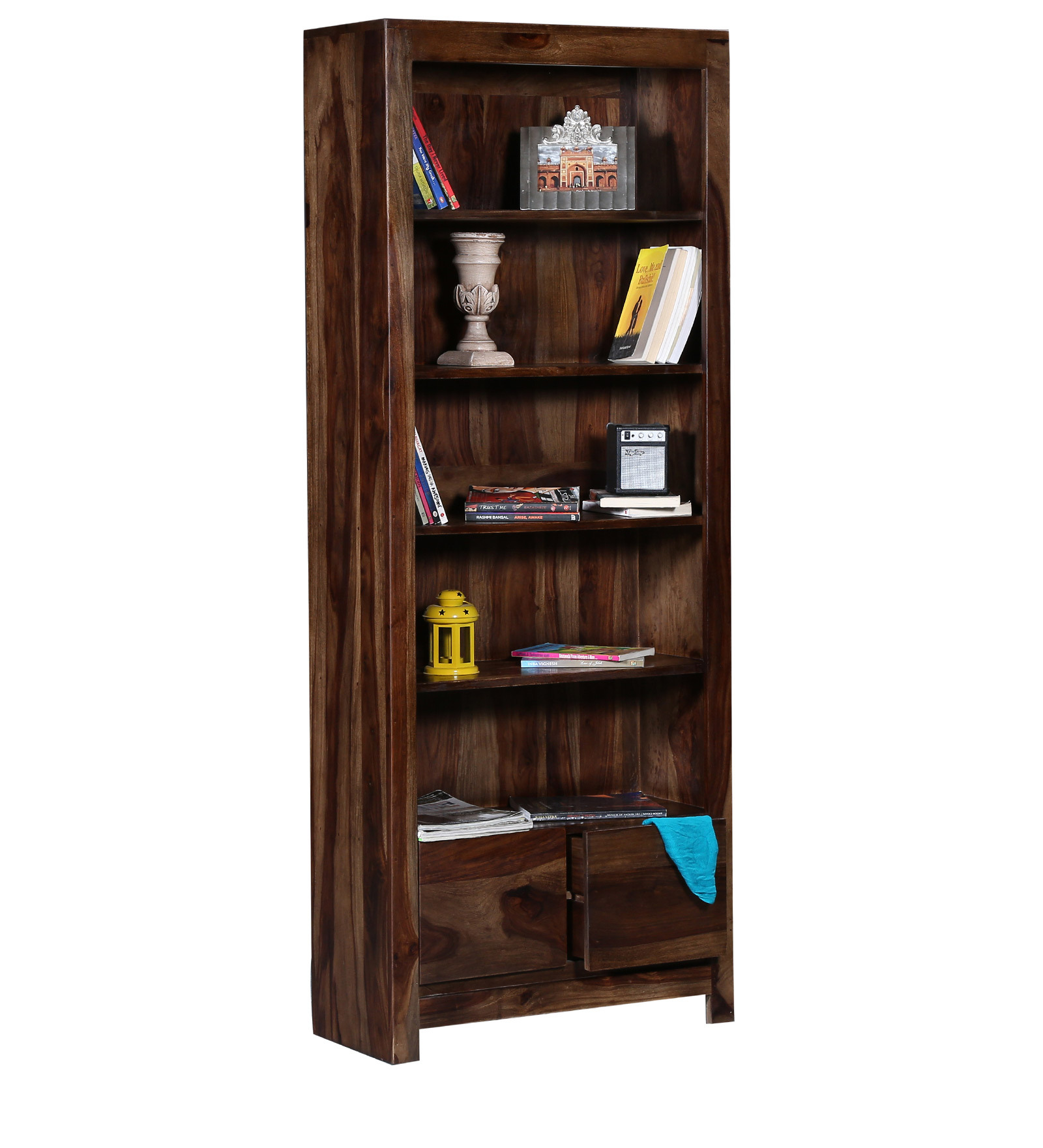 Fothmon Book Shelf with Two Drawers in Provincial Teak Finish